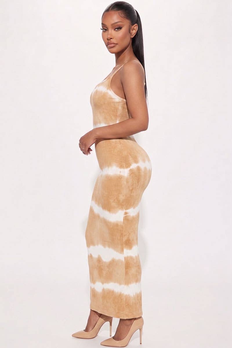 Stripe Tie-Dye Printed Maxi Dress