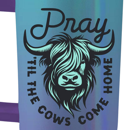 Kerusso 40 oz Stainless Steel Mug With Straw Highland Cow