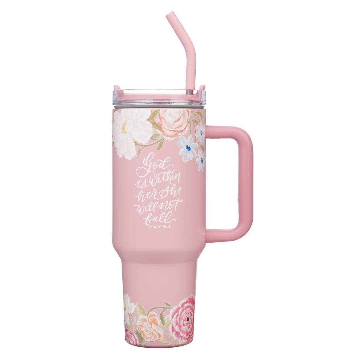 Tumbler w/straw SS Pink God is within her Ps. 46:5