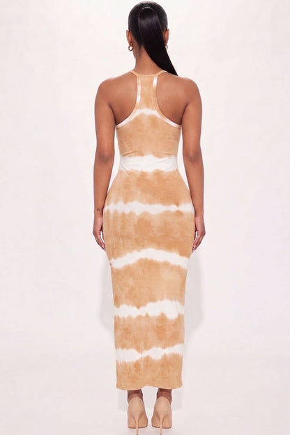 Stripe Tie-Dye Printed Maxi Dress